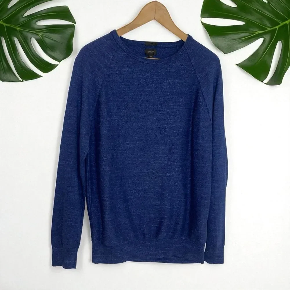 J. Crew Rugged Cotton Long Sleeve Sweater in Heathered Indigo